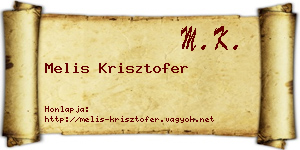 Melis Krisztofer névjegykártya